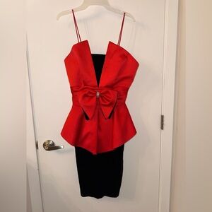 Elegant Red and Black Prom Dress